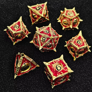 Dados Metálicos Antiguos Sólidos con Diseño de Ojo de Dragón Poliédrico y Púas D6 <span class=keywords><strong>D10</strong></span> D20 para Juegos de Rol como Dungeons and Dragons y Pathfinder - Product Image 1