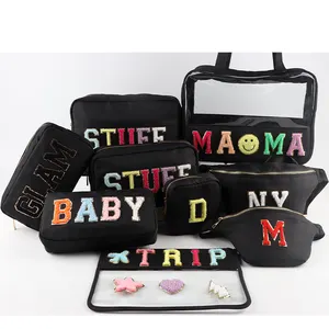 Stock Multi Colors Zipper Cosmetic Bags Large Travel Makeups Sets No MOQ