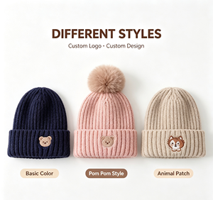 Bonnet tricoté personnalisé unisexe pour enfants de 1 à 6 ans, motif dessin animé, en polyester et coton, chaud et décontracté, avec rivets, pour l'automne et l'hiver en extérieur - Product Image 2
