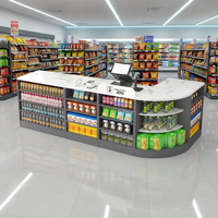 Comptoir de caisse en bambou pour supermarché et magasin de proximité, simple et moderne, idéal pour magasin de puériculture ou bar d'angle