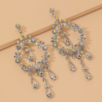 Boucles d'oreilles en rotin exagérées avec strass et gouttelettes d'eau, aiguille en argent, pour femmes, de niche et haut de gamme