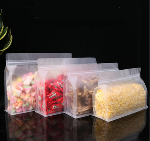 Sacs en plastique transparents à fond plat avec fermeture éclair, de qualité alimentaire, personnalisables - Product Image 5