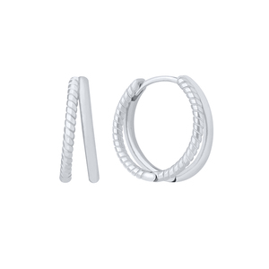 Pendientes de Aro con Zirconia de Doble Capa Chapados en Oro Estilo Chic Ins, Joyería Circular para Mujer - Product Image 2
