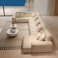 Sofá cama de nube de plumas blancas de lujo moderno, sofá modular en forma de U, sofá seccional