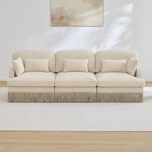 100" Comfy Chenille Leopard Printing 3-Seater Square <b>Sofa</b> Delicate Tassel Edge Modern Modular Sectional Couch for <b>Hotel</b> Use - Product Image 4