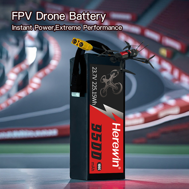 HEREWIN HV LiPo Battery 6S1P 23.7V 9500mAh 100C Low Sag High Power for FPV Racing Drone
