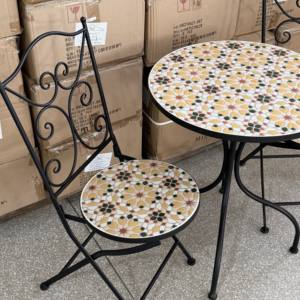 Set Bistrò <span class=keywords><strong>da</strong></span> <span class=keywords><strong>Esterno</strong></span> Pieghevole in Ferro e Metallo <span class=keywords><strong>con</strong></span> Mosaico Tavolo e <span class=keywords><strong>Sedie</strong></span> <span class=keywords><strong>da</strong></span> Pranzo a <span class=keywords><strong>2</strong></span> Posti - Product Image 4