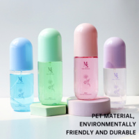 Flacon pulvérisateur ovale en PET de 200 ml, couleur macaron, vide, pour cosmétiques, nettoyant visage, brume tonifiante, impression sérigraphique personnalisée du logo