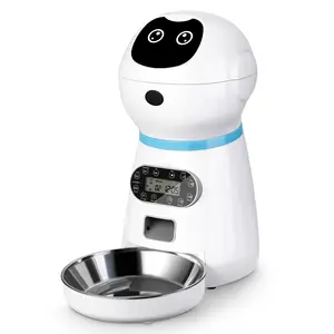 Vente en gros en forme de robot Mangeoire intelligente pour animaux de compagnie Télécommande WIFI Chiens Chats Mangeoire automatique pour animaux de compagnie