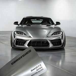 Vinilo PET Brillante para Envoltura de Autos, Color Plata Oscuro Líquido Premium Removible, seguro para la pintura y homologado para circular por la calle para la matriculación de vehículos - Product Image 1