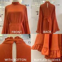 Dernières créations de robes longues turques Abaya pour femmes, vêtements islamiques de Dubaï, robe de soirée modeste à manches bouffantes en mousseline de soie Abaya
