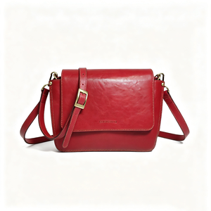 Ladies Retro Leather‑Like Flap Shoulder Bag Red Solid Color Back <b>Zip</b> Pocket Adjustable Strap Daily Crossbody <b>Purse</b> - Product Image 1