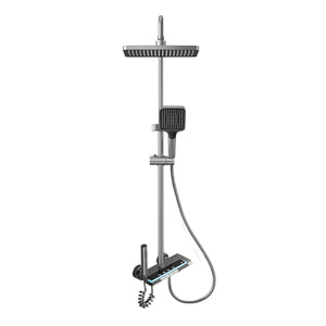 Digital Display Thermostatic Shower Set Aluminum Alloy Rectangle Top Spray Bathroom Complete Set - Product Image 1