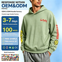 Sweat-shirts et sweats à capuche décontractés pour hommes Streetwear, 370 grammes, en Spandex/Coton, vert, avec poche, en polaire, coupe ample, teint uni, ODM