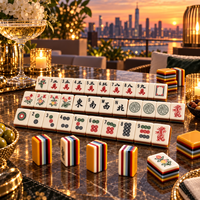Jeu de Mahjong américain, tuiles en acrylique à 7 couches, design à bords rayés colorés, motifs verts et rouges, vente en gros
