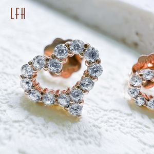 Pendientes de Oro de 18k, Joyería de Oro, Pendientes de Corazón con Diamantes, Pendientes de Corazón con Circonita, Joyería de Oro de 18k Real para Mujer, Regalo - Product Image 5