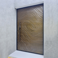 Porte principale en bois de style européen avec porte en bois sculpté 3d Design Hurricane Impact Steele Porte d'entrée pour manoirs de luxe