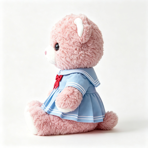 ตุ๊กตาหมีเท็ดดี้น่ารัก ทำจากผ้าฝ้าย PP นุ่ม พร้อมขนฟูหยิก แต่งคอปกกะลาสี โบว์สีแดง ของเล่นคลายเครียด - Product Image 3