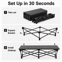 Table de pique-nique pliable compacte en aluminium mat anti-rayures avec plateau en lattes et structure en acier renforcé en forme de X pour l'extérieur