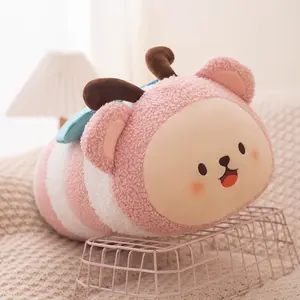 Simpatico cartone animato lungo forma rotonda di insetti di peluche peluche peluche coccinella farfalla bruco cuscini dell'ape