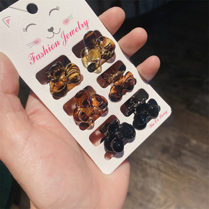 Bijoux fantaisie, ensemble de 6 pinces à cheveux en acétate, design nœud papillon, mignonnes, pour femmes, usage quotidien, emballage en carton - Product Image 2