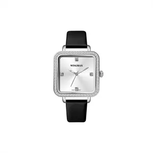 Moda SW Diamonds Bezel Relógio Abóbora Coroa Sapphire Crystal 763 Movimento Quartz Ladies Square Relógios Femininos