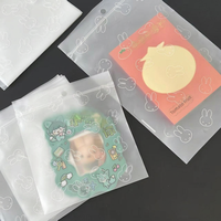 Sacs à fermeture éclair givrés à motif lapin Kawaii, pochettes en plastique auto-adhésives pour cartes photo, porte-clés, badges, emballage de petits cadeaux faits main