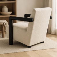 Fauteuil d'appoint Boucle, fauteuil moderne rembourré, canapé simple avec structure en bois noir pour salon, chambre à coucher, coin lecture