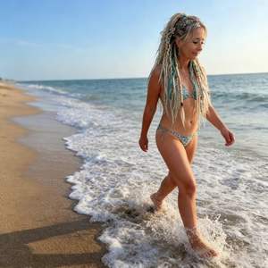 Extension de cheveux dreadlocks élastique 22 pouces, style bohème <span class=keywords><strong>viking</strong></span>, tressée à la main en nylon, double trame, légère, avec perles - Product Image 6