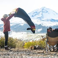 Couverture en laine chaude, épaisse, lavable, toutes saisons, fabriquée à la machine, grande taille |   Idéal pour le camping, les activités de plein air, les kits de survie et d'urgence (Sunset)