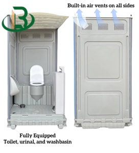 Inodoro Portátil Independiente de Plástico <span class=keywords><strong>con</strong></span> Lavabo para Obras de Construcción, Campamentos al Aire Libre, Fácil de Limpiar y Montar - Product Image 4
