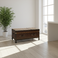 Table basse de style américain en cuir véritable, design moderne du milieu du siècle, avec rangement, hauteur réglable, design durable, meubles de salon