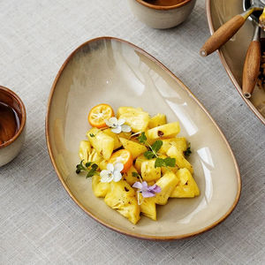 Assiette à dîner en céramique irrégulière en forme de galet pâtes Dessert salade Steak plateau de service bol à sauce assiettes latérales <span class=keywords><strong>Restaurant</strong></span> vaisselle - Product Image 2