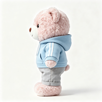Ours en peluche moelleux avec tenue tendance : sweat à capuche bleu ciel et pantalon gris – Ours en peluche personnalisé