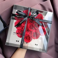 Personnalisé Nouveau Clair Acrylique Fleur coeur Boîte Carré Roses boîte saint valentin cadeau d'anniversaire fleur chambre décor préservé roses
