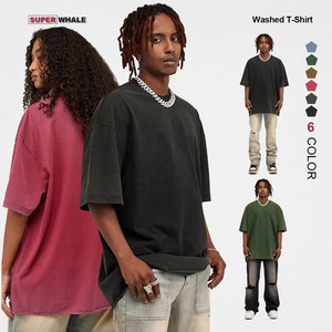 Chất Lượng Cao Tùy Chỉnh 285gsm 100% Bông Người Đàn Ông T Áo Sơ Mi Trống Heavyweight Cổ Điển Rửa Quá Khổ Áo Thun - Product Image 1