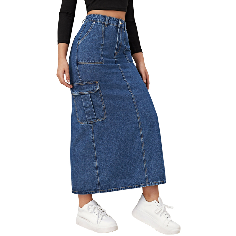 Denim Skirts Pockets Stylish High Quality Designs - Main Image