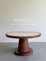 Table à manger de luxe en résine marbrée naturelle et imitation bois, style Moyen Âge, confectionnée à la main par des designers, avec une touche artistique
