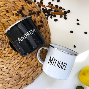 <span class=keywords><strong>Taza</strong></span> de Esmalte Metálico Sublimable de 8oz 9oz 12oz con Logotipo Personalizado Impreso en Rojo, Blanco y Negro, para Café, Camping y Senderismo - Product Image 6