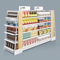 Présentoir métallique autoportant à 5 étagères, revêtement époxy, capacité de charge 50-120 kg, prix usine, pour supermarché, usage léger