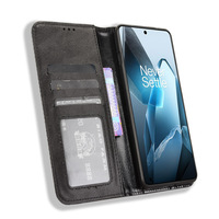 Pour Oneplus 13 Case, Rétro PU Cuir Fermeture Magnétique Folio Flip Cover Kickstand Credit Slots Wallet Phone Case Pour Oneplus 13