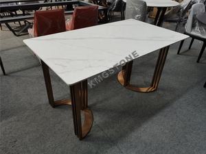 Ensemble table à manger ronde moderne de luxe au design italien marbre poli avec centre rotatif pierre coupé<span class=keywords><strong>e</strong></span> à la taille 5 ans de garantie - Product Image 5