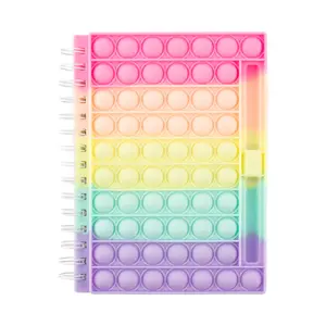 Caderno de bolhas de silicone pop it para crianças, caderno sensorial pop it para alívio do estresse, aperto sensorial, bolhas de silicone para empurrar