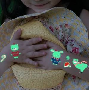 Niños brillan en la oscuridad tatuaje pegatinas impermeable Navidad luminoso tatuajes temporales - Product Image 6