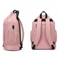 Sac à dos imperméable avec cordon de serrage, compartiment à chaussures, grande capacité, pour la salle de sport, avec poche avant zippée, pour hommes et femmes, sport