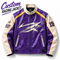 Blouson Moto en Cuir Vieilli OEM, Col Montant, Style Racing, Broderie Lourde Personnalisée, Effet Vintage Homme
