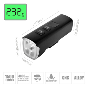 Luz Delantera para <span class=keywords><strong>Bicicleta</strong></span> BRIVIGA con Carga USB-C, Potente de 1500LM, con Banco de Energía, Pantalla Digital de Energía, Luz Alta y Baja - Product Image 3