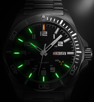 Montres de plongée en acier avec double calendrier et mouvement mécanique japonais lumineux, conçues et produites en usine pour la marque privée des clients
