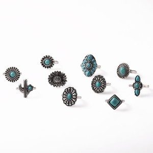Lot de 7 bagues tendance style vintage western avec cactus, turquoise, cristal et strass, <span class=keywords><strong>prix</strong></span> de gros, en promotion - Product Image 6