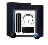Coffret Cadeau Promotionnel Nouveauté Personnalisé avec Logo : Masseur de Cou en Acier Inoxydable, Batterie Externe, Parapluie, Tasse et Stylo